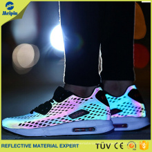 Benutzerdefinierte Regenbogen und Silber High Light Reflektierende Stoff für Sportschuhe